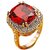 Triveni Red Colored  18K Gold Plated Ring