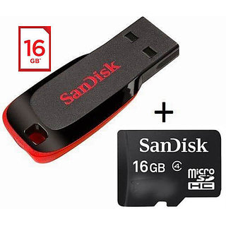 Buy Sandisk 16 GB Memory Card+ SanDisk 16 GB Pen Drive Combo Offer ...