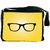Snoogg Hipster Glasses Yellow Designer Laptop Messenger Bag
