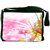 Snoogg Floral Corner Border With Blurred Background Digitally Printed Laptop Messenger  Bag