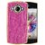 Casotec Electroplated Edge Chrome TPU Leather Back Case Cover for Micromax Canvas Selfie A255 - Pink