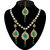 Kriaa Gold Plated Green Austrian Stone With Maang Tikka Necklace Set