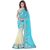 Designer Georgette Embroidered  SkyBlue and Beige Half-Half Saree With Unstitched Blouse Piece