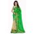 Designer Georgette Embroidered  Green and Beige Half-Half Saree With Unstitched Blouse Piece