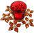 Unique Arts Red Flower With Glass Crystal Tea Light Candle Diya