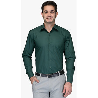 Buy SSB DJ Dark Green Solid Regular Fit Formal Shirt Online @ ₹499 from ...