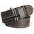 Loopa men's black and brown auto lock buckle synthetic leather combo belt (Pack of 2)
