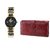 Arum Combo Golden Black  Stylish  Watch With Brown Wallet ANWWC-029