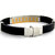 The Jewelbox Two Tone L Design Rubber Stainless Steel Mens Bracelet Wrist Band