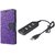 Wallet Mercury Flip Cover for REDMI NOTE  (PURPLE) With USB HUB