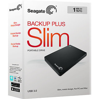 Seagate Backup Plus Slim 1 TB External Hard Disk (BLACK)