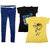 Indistar Women 1 Regular Fit Denim Jeans along with belt (size-28) and 2 Cotton Printed T-Shirt (Set of -3)