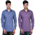 Variksh Blue and Purple Color Cotton Casual Slim fit Shirt for men's (Pack Of 2)