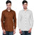 Variksh Brown and White Color Cotton Casual Slim fit Shirt for men's (Pack Of 2)
