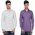 Variksh White and Purple Color Cotton Casual Slim fit Shirt for men's (Pack Of 2)