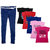 Indistar Women 1 Regular Fit Denim Jeans along with belt (size-28) and 5 Cotton Printed T-Shirt (Set of -6)