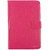 Emartbuy Ambran A3-7 Plus Tablet 7 Inch Universal Range Hot Pink Plain Multi Angle Executive Folio Wallet Case Cover With Card Slots + Stylus