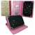 Emartbuy Lava E-Tab Xtron + / Xtron Plus Tablet 7 Inch Universal Range Floral Pink Green Multi Angle Executive Folio Wallet Case Cover With Card Slots + Hot Pink Stylus