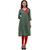 Ritzzy Women's Green and Red Achkan Style A-Line Cotton Kurta