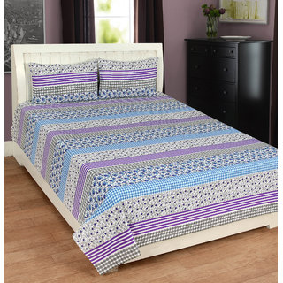                      Sajaawat Premium Cotton Multicolor Double Bedsheet with 2 Pillow Cover                                              