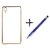 Meephone Back Cover for Samsung Galaxy J1 (GOLDEN) With Stylus Pen