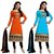 Reevaj Blue and Orange Embroidered Cotton Salwar Suit Material (Unstitched)