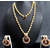 Maroon Stone 2 Line Pearl Pendant Necklace Set