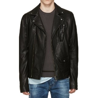 Buy Mozri 100 Percent Genuine Leather Black Jacket for Men s