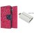 Mercury Goospery Wallet Flip Cover For Sony Xperia T2 ULTRA (PINK) With OTG SMART