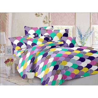 Minu cotton Double Bed Sheets With 2 Pillow Covers   -  Multi-Color