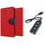 Reliance Lyf Flame 3 Mercury Wallet Flip Cover Case (RED) With Usb hub