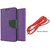 Nokia Lumia 435 Mercury Wallet Flip Cover Case (PURPLE) With 3.5mm Male To Male Aux Cable