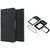 Micromax Canvas Pep Q371 Mercury Wallet Flip Cover Case (BLACK) With Nossy Nano Sim Adapter