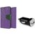 Micromax Bolt Q338 Mercury Wallet Flip Cover Case (PURPLE)  With CAR CHARGER ADAPTER