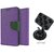 Sony Xperia Z L36H Mercury Wallet Flip Cover Case (PURPLE) With Universal Car Mount Holder
