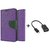 Samsung Galaxy Grand Prime G530H Mercury Wallet Flip Cover Case (PURPLE) with otg cable