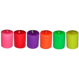 Atorakushon Smokeless Scented Pillar Candle Pack Of 6 Colour Tall Round Candles For Diwali X-mas Party