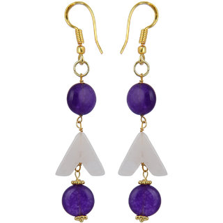                       Pearlz Ocean Gratifying Purple Jade and  Rose Quartz Beads Earrings for Women                                              