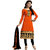 9 o'clock Latest Fancy Designer Salwar Suit Orange Chanderi Straight Unstitched  Dress Material