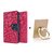 Sony Xperia C3 dual Mercury Wallet Flip Cover Case (PINK) WITH MOBILE RING STAND