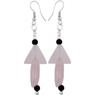                       Pearlz Ocean Rose Quartz And Black Onex Drop Earrings For Women                                              