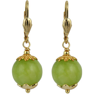                       Pearlz Ocean Dyed Quartzite Gemstone Beads Earrings For Women - Green                                              