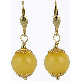                       Pearlz Ocean Dyed Quartzite Gemstone Beads Earrings For Women - Yellow                                              