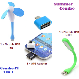 Combo 3 In 1 Portable Flexible Design Usb Fan Led Light And Otg Combo 3 In 1 Portable Flexible Design Usb Fan Led Light And Otg Adapter