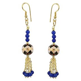                       Pearlz Ocean Precise Navy Blue Jade Beads 3 Inches Earrings For Women                                              
