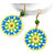 Crochet earrings- Crochet jewelry - Fashion crochet  - Round earrings - Green, blue and yellow