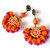 crochet earrings,pink orange crochet earrings,unusual earrings,crochet jewelry,pom pom earrings,large round earrings,gif