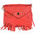 Kleio Designer Metal Bow Fringe Sling Bag (Red)
