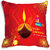 meSleep Red Shubh Diwali Cushion (With Filling - 16x16 Inches)