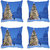 meSleep Blue Christmas Tree Digitally Printed Cushion Cover (16x16)-Set Of 4